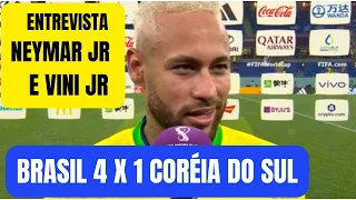 BRASIL 4 X 1 CORÉIA DO SUL - ENTREVISTA DO NEYMAR E VINI JR APÓS A VITÓRIA DA SELEÇÃO BRASILEIRA 🇧🇷