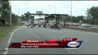 Car crashes into toll booth in Merrimack