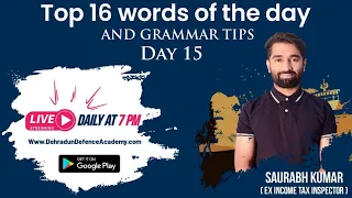 TOP 16 WORDS OF THE DAY AND GRAMMAR TIPS WITH SAURABH SIR