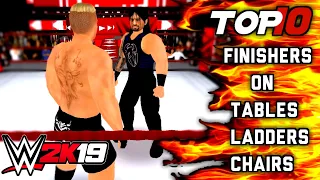 WWE Top 10 Finishers on Tables, Ladders, Chairs and more || Wr3d'19