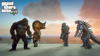 Mechagodzilla and Mechani Kong vs Kong and Minotaur - GTA V Mods