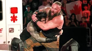 Watch unseen footage of Roman Reigns Spearing Braun Strowman off the Raw stage: July 5, 2017