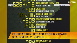 ☠️💣Генштаб ЗСУ: втрати росії в Україні станом на 21 серпня