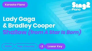 Shallow - Lady Gaga, Bradley Cooper | A Star Is Born (Lower Key) Piano Karaoke