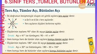 6.SINIF Ters,Tümler, Bütünler Açı