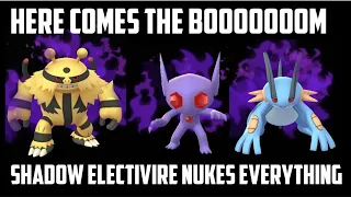 Here comes the BOOOOOOOM. Shadow Electivire Nukes everything in the Great League FTSableye&Swampert