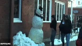 Funny Street Prank with a Fake moving Snowman