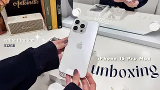 iPhone 15 Pro Max White Titanium (512GB) unboxing + accessories✨