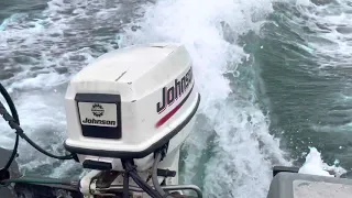 JOHNSON 50 HP TWO STROKE OUTBOARD ENGINE ON THE RUN!!!