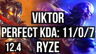 VIKTOR vs RYZE (MID) | 11/0/7, Quadra, Legendary | KR Master | 12.4