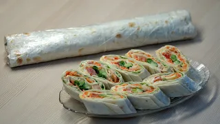 ЗАКУСКА ИЗ ЛАВАША С КОПЧЁНОЙ КУРИЦЕЙ