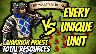 WARRIOR PRIEST vs EVERY UNIQUE UNIT (Total Resources) | AoE II: DE