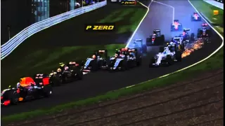 F1 2015 Japan Suzuka - Race Start Crash Sergio Perez