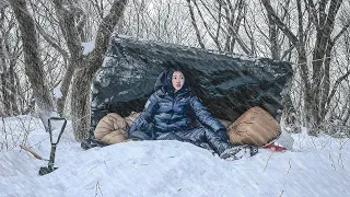 Backpacking SURVIVAL MODE | Winter Camping in Very Bad Weather, Deep Snow, Strong Winds