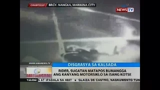 Rider, sugatan matapos bumangga ang kanyang motorsiklo sa isang kotse