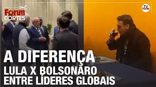 Vídeo mostra Lula no centro das atenções em reunião do Brics e Bolsonaro perambulando sozinho no G20