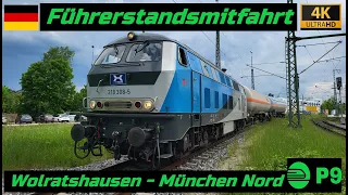 Führerstandsmitfahrt Wolfratshausen - München Nord mit 218 308 (10 km/h Langsamfahrtstelle)