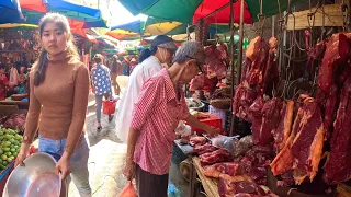 Cambodian street food - Walking tour wet market, fresh beef, pork, fish vegetables & more