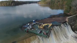 Drone footage: Barge dislodged near Stevens Creek Dam