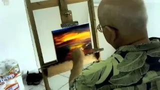 Leonid Afremov painting live a painting of Seascape .