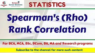 Spearman's Rho Rank Correlation Coefficient | Statistics | #MCA #BCA #MAPC #BAPC