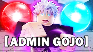 TROLLING Players with GOJO ADMIN MOVESET in a FULL SERVER on ROBLOX The Strongest Battlegrounds...