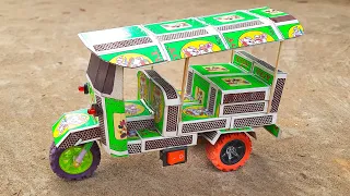 How to make Tuk-Tuk Taxi at Home - DIY Matchbox Auto Rickshaw