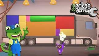 Overstuffed Larry The Lorry | Learn Shapes For Kids | Educational Videos | Gecko's BIG Trucks