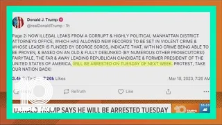 Donald Trump says he will be arrested Tuesday