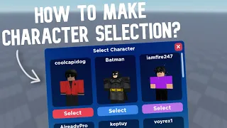 How to Make CHARACTER SELECTION? | Roblox Studio Tutorial