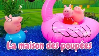Piscine de Peppa Pig - vidéo en français pour enfants: un toboggan