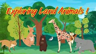 【Kids Learning】Exploring Land Animals｜A Fun Adventure for Kids｜Bear🐻Giraffe🦒Kangaroo🦘Elephant🐘Fox🦊