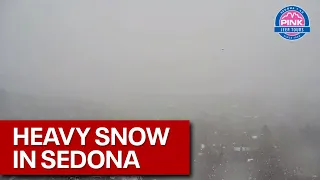 Snow falling in Sedona, Arizona