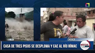 Willax Noticias Edición Mediodía -MAR 16- CASA DE TRES PISOS SE DESPLOMA Y CAE AL RÍO RÍMAC | Willax