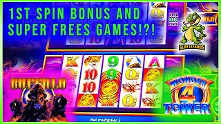 SUPER FREE GAMES Wonder 4 Tower Buffalo 1ST SPIN BONUS Stampede!!!