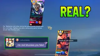 LETUZAWA vs TOP GLOBAL GUSION FAKE LETUZAWA! HE DESTROYED ME!😢