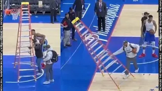 Giannis Tosses LADDER after 76ers Employee Don't let him Practice Free Throws