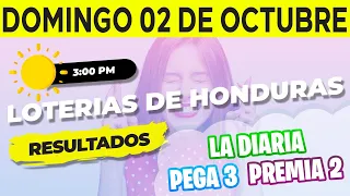 Sorteo 3PM Loto Honduras, La Diaria, Pega 3, Premia 2, Domingo 2 de Octubre del 2022 | Ganador 😱🤑💰💵