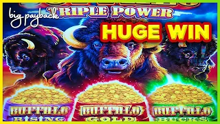 HUGE WIN on Buffalo Triple Power Slots! HOT NEW GAME!