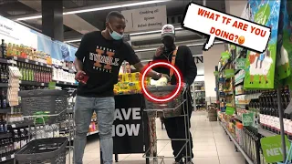 STEALING FOOD OUT OF PEOPLE’S CARTS PRANK (PART1) SOUTH AFRICAN YOUTUBER