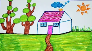 Simple House Drawing For Kids Step By Step Lesson