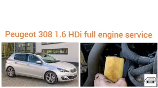 Peugeot 308 1.6 HDi Full Engine Service Oil Air Fuel Cabin Filter Replacement Location Change