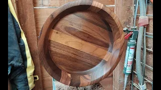 Woodturning black walnut beautiful bowl made of 18 pieces