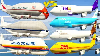 GTA V Boeing 377 Super Pregnant Guppy VS Every Boeing 747 Cargo Airplanes Crash and Fail Compilation