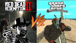 اقوى مقارنة في سلسلة ألعاب Rockstar Games بين لعبة Red Dead Redemption 2 و GTA SA !! 🤯🤯