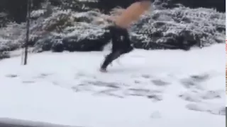Lucas Hernandez slides in the snow