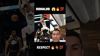 RONALDO REACTS TO BASKET BALL DUNKS BASKETBALL 🏀💯🔥🐐 #shorts #cr7