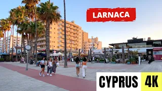 LARNACA, CYPRUS 🇨🇾 [4K] City Centre — Sunset Walking Tour — 2022