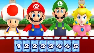 Mario Party 9 Step It Up - Toad vs Mario vs Luigi vs Peach Master Difficulty| Cartoons Mee