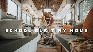School Bus Tiny Home FULL TIME w/ Two Great Danes - SKOOLIE TOUR